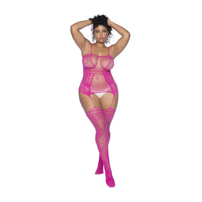 Mapalé Bodystocking Rose Résille & Bretelles
