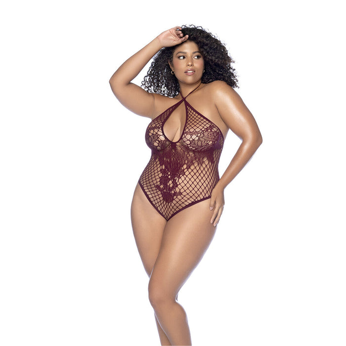 Mapalé Body Résille Cerise Fleur & Laçage