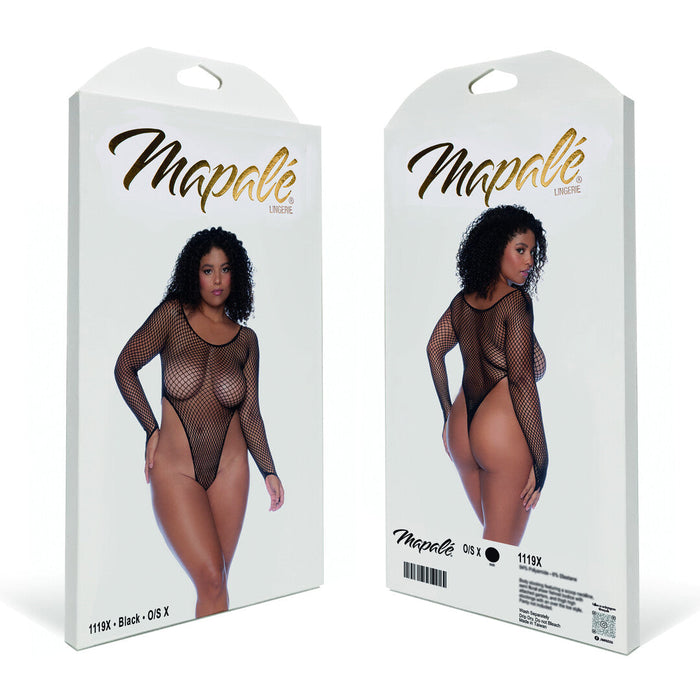 Mapalé Body Résille Noir À Manches Longues