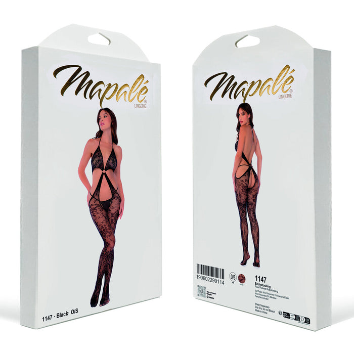 Mapalé Bodystocking Résille Noire À Fleurs