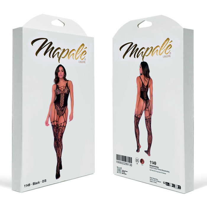 Mapalé Bodystocking Résille Noir Effet Taille Marquée
