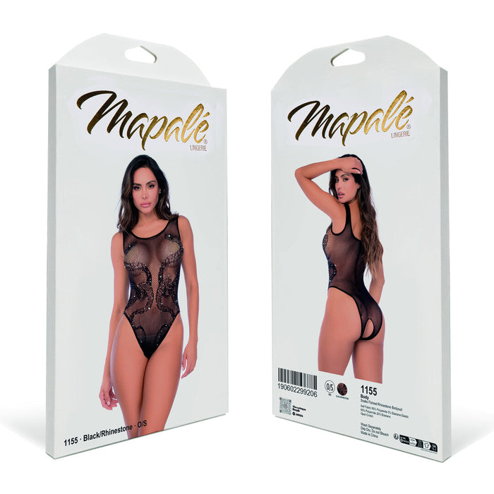 Mapalé Body Noir Motif Serpent & Strass