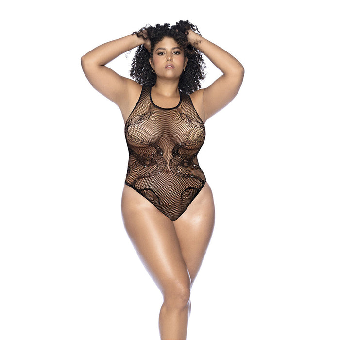 Mapalé Body Noir Motif Serpent & Strass