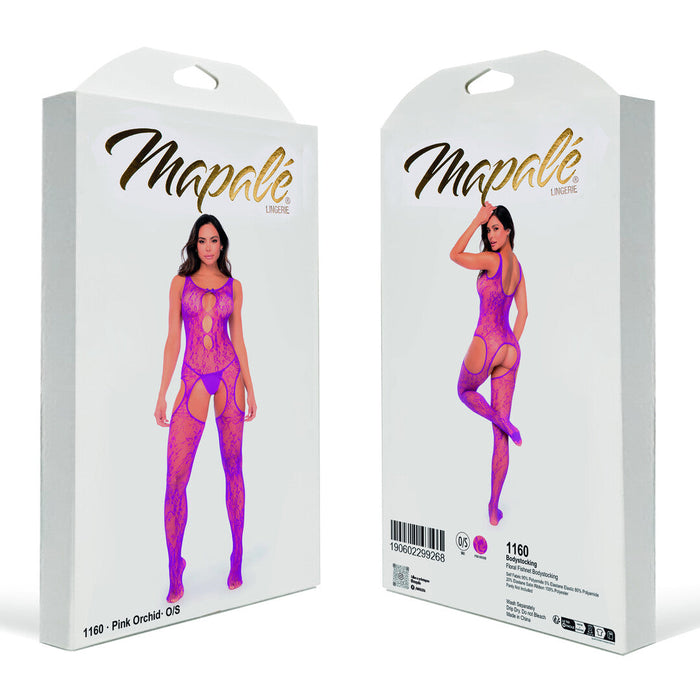 Mapalé Bodystocking Résille Fleurie Rose Orchidée
