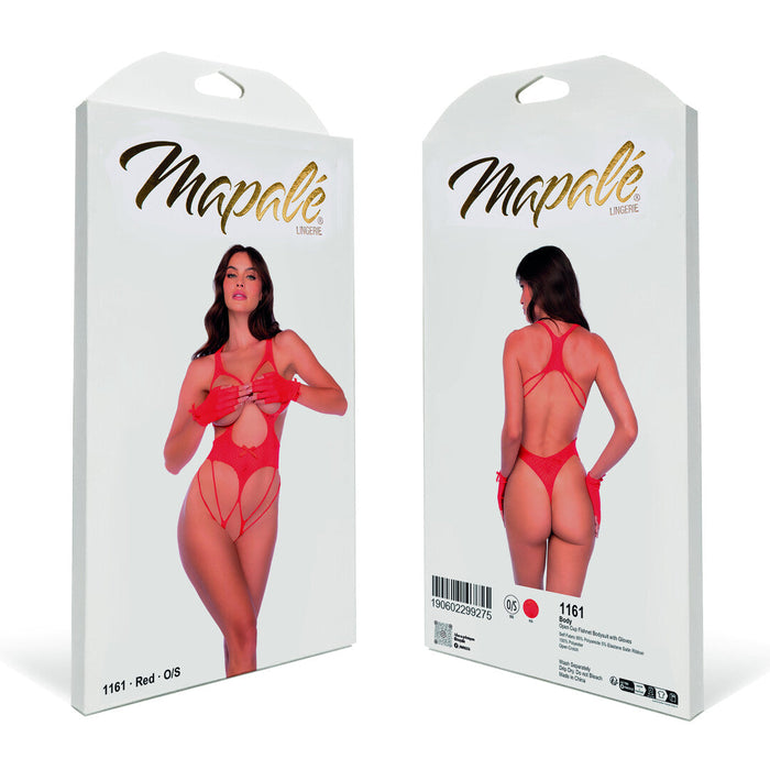 Mapalé Body Résille Rouge Open Cup Avec Gants