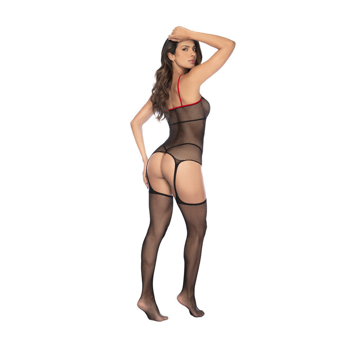 Mapalé Bodystocking Résille Infirmière Noir Avec Menottes
