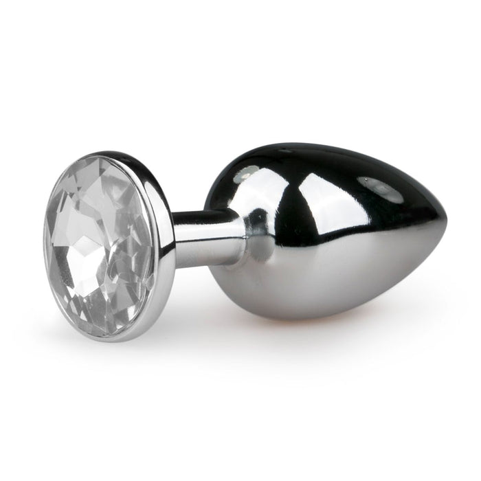 EasyToys Plug Anal En Métal Argenté Avec Cristal Transparent 7 cm