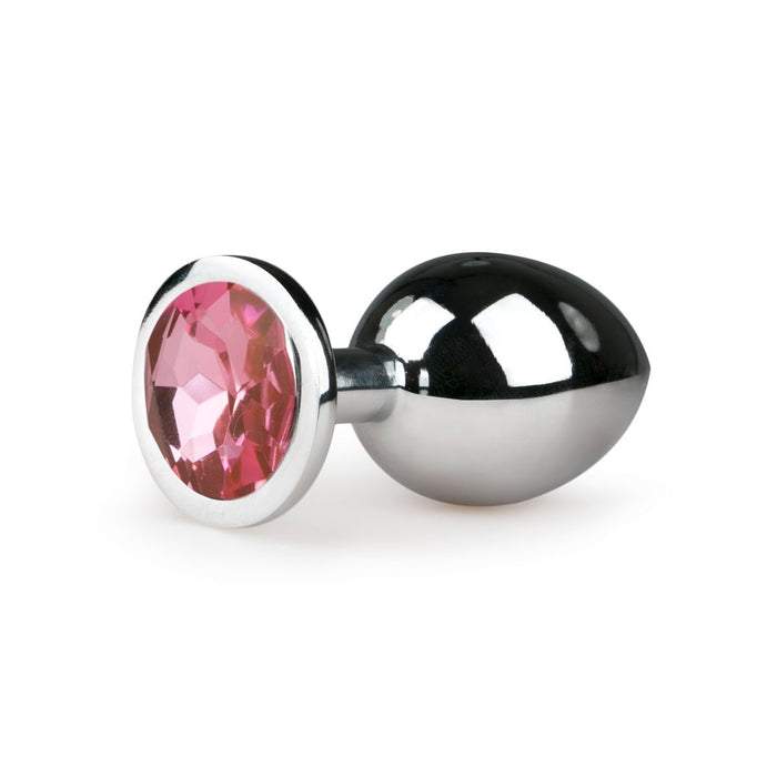 EasyToys Plug Anal En Métal Argenté Avec Cristal Rose 8 cm