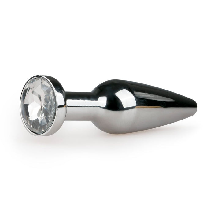 EasyToys Plug Anal En Métal Argenté Avec Cristal Transparent 11 cm