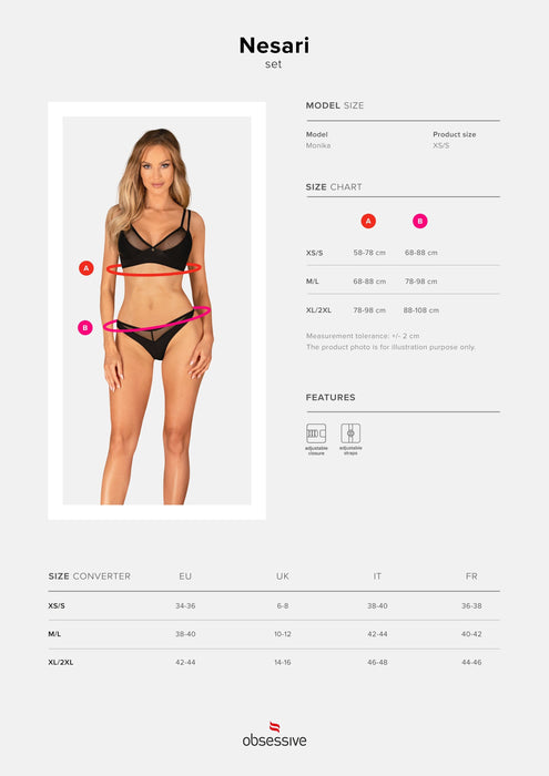 Obsessive Nesari Ensemble Lingerie 2 Pièces Noir
