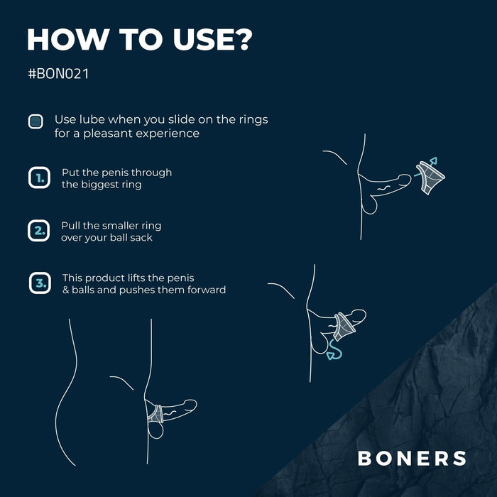 Boners Anneau Extenseur Testiculaire 2-En-1 En Silicone
