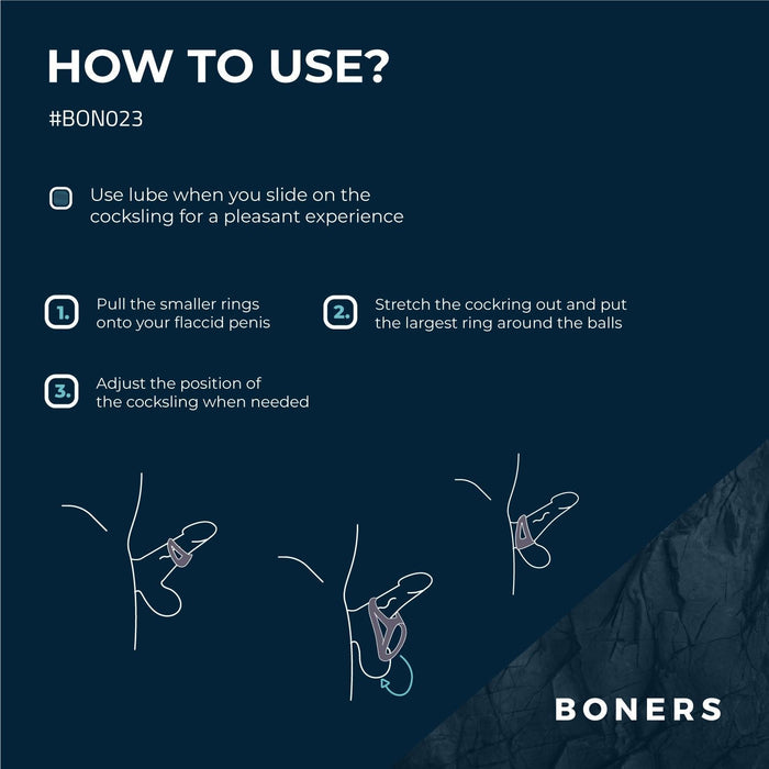 Boners Cock Sling Ouvert Avec Triple Anneau Pénien