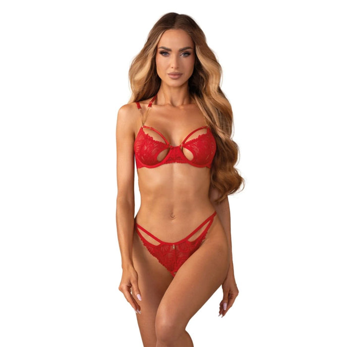 Obsessive Matildea Ensemble Lingerie Ouvert 2 Pièces Rouge