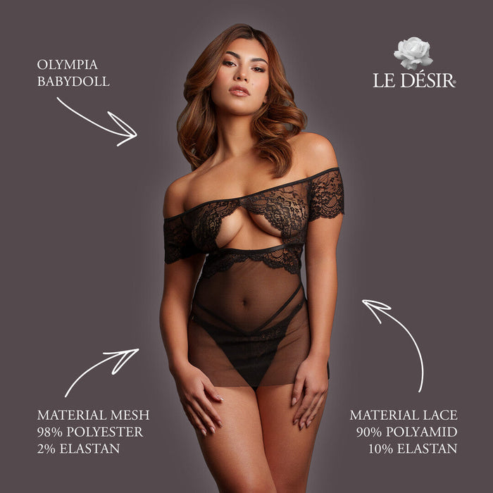 Le Désir Nuisette Noir à Devant Ouvert