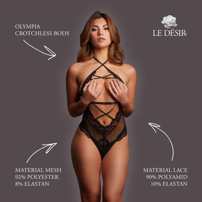 Le Désir Body Noir Ouvert En Dentelle