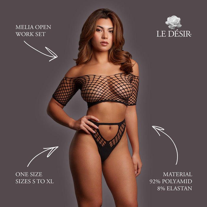 Le Désir Ensemble Lingerie 2 Pièces Noir En Maille Ajourée
