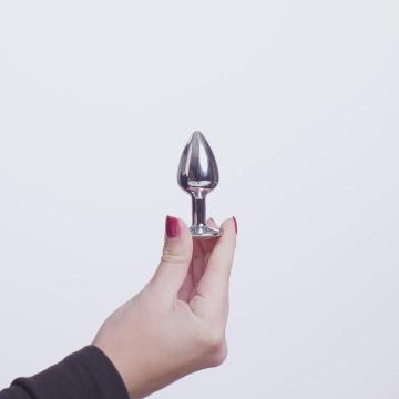 EasyToys Plug Anal En Métal Argenté Avec Cristal Transparent 8 cm