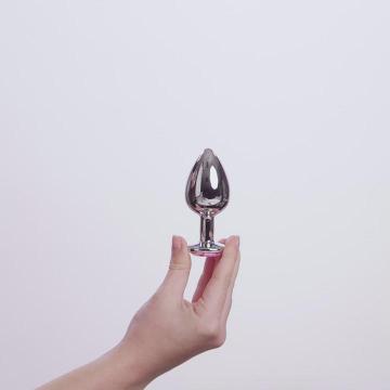 EasyToys Plug Anal En Métal Argenté Avec Cristal Rose 10 cm