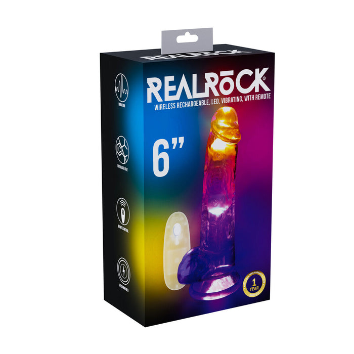 Realrock Led Glow Godemichet Vibrant Avec Testicules 15 cm