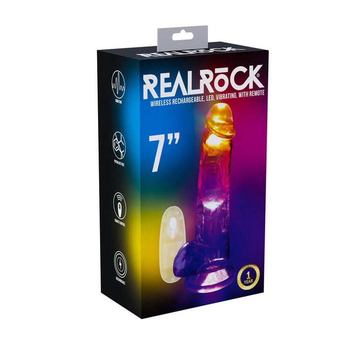 Realrock Led Glow Godemichet Vibrant Avec Testicules 18 cm
