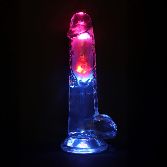 Realrock Led Glow Godemichet Vibrant Avec Testicules 20 cm