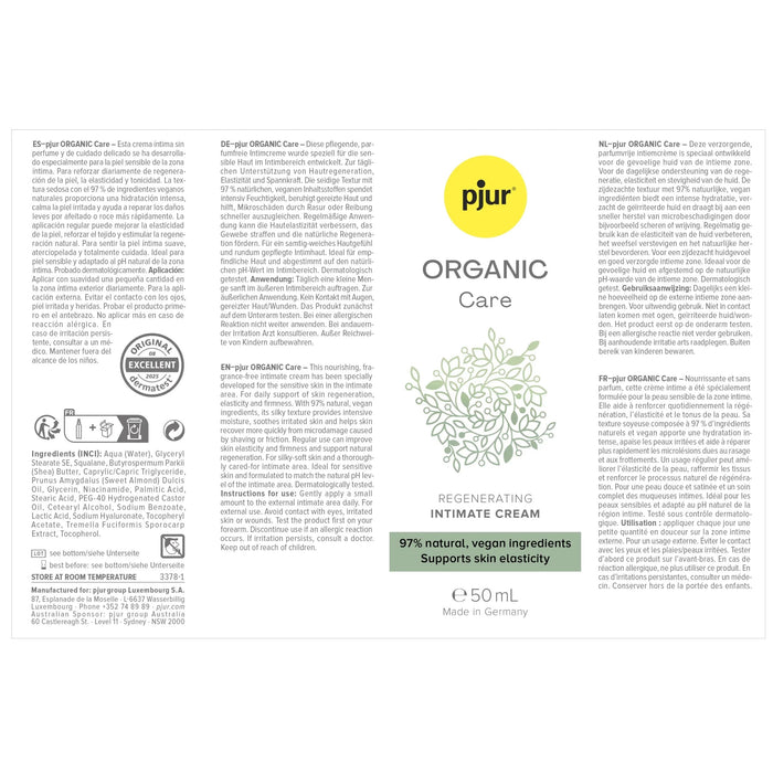 Pjur Organic Care Crème Intime Régénérante 50 ml