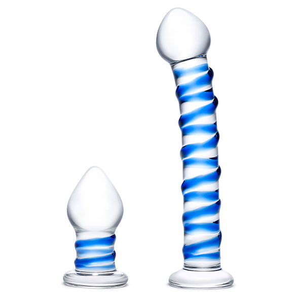 Glas Double Penetration Swirly Gode Verre & Plug Anal - Erotes.fr