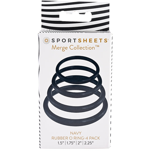 Sportsheets Navy O Ring-4 Pack Anneaux Penis - Erotes.fr