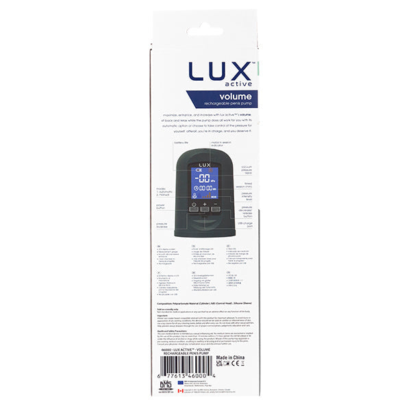 Lux Active Volume Oplaadbare Pompe a Penis - Erotes.fr