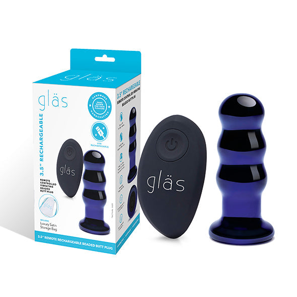 Glas Plug Anal Vibrant Avec Télécommande 8,9 cm - Erotes.fr