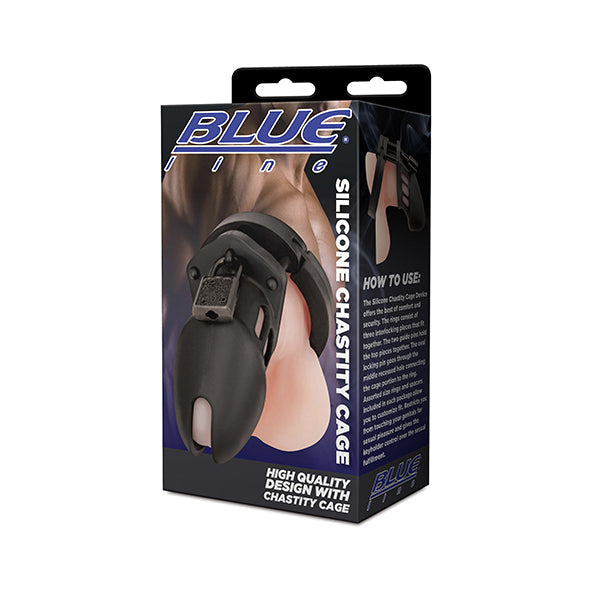 Blue Line Silicone Chastity Cage
