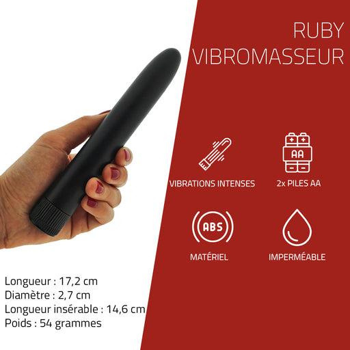 Erovibes Ruby Vibromasseur Classique 17 cm - Erotes.fr